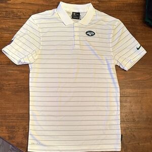 Nike White and Gray Striped Men's Polo Shirt
